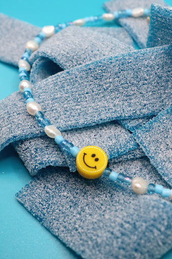 Smiley Kette blau auf Gummibärchen